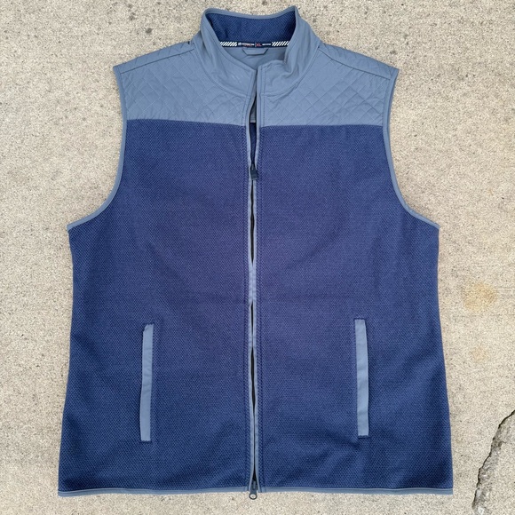 SOUTHERN TIDE Mens Blue Full Zip Quilted Contrast Fleece Hucksley Gilet Vest XL - Picture 1 of 8